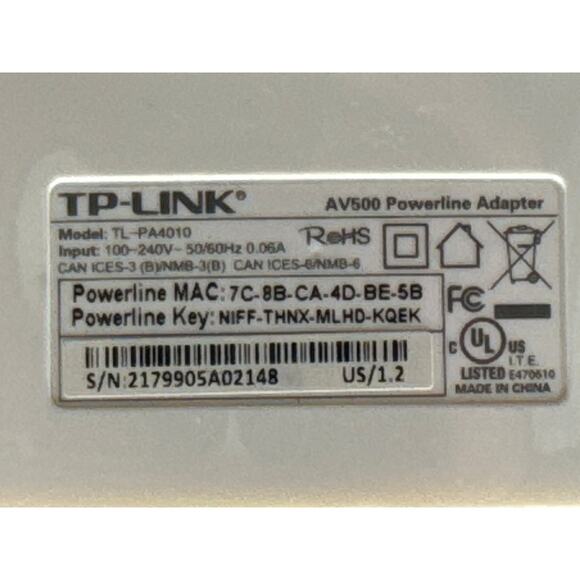 TP-Link 500Mbps Powerline Ethernet Adapter Model TL-PA4010 AV500 Set of 2 - Picture 4 of 4